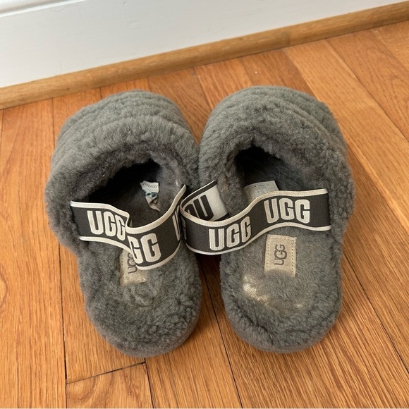 Ugg Women’s Fluff Yeah Grey Slide On Back Strap Open Toe Slippers Size 8 - Picture 4 of 6